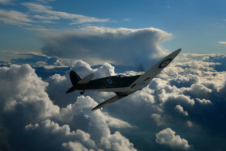 Spitfire in the clouds